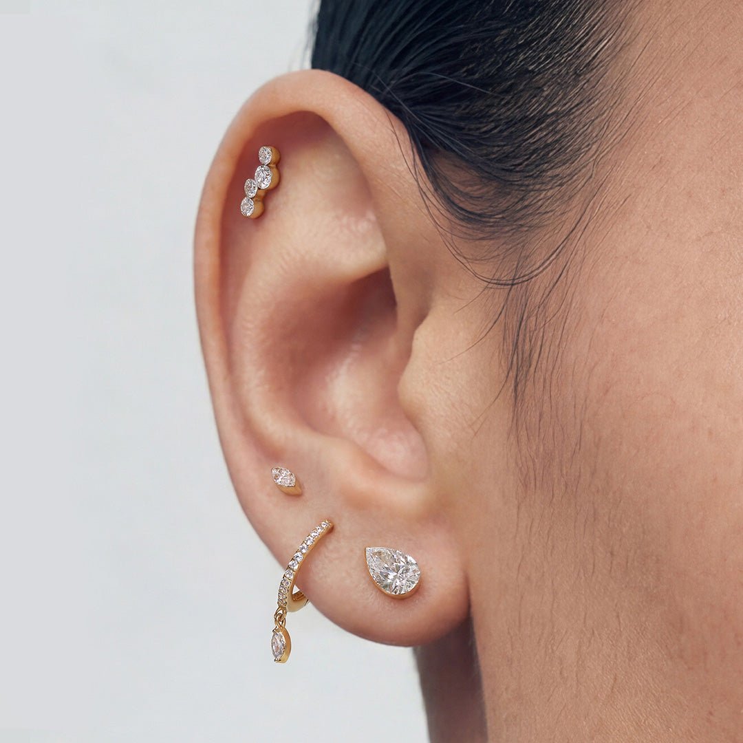 14K Élan Pear Lab Diamond Flat Back Stud - Nolita