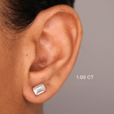 14K Emerald Cut Lab Grown Diamond Flat Back Single Stud - Nolita