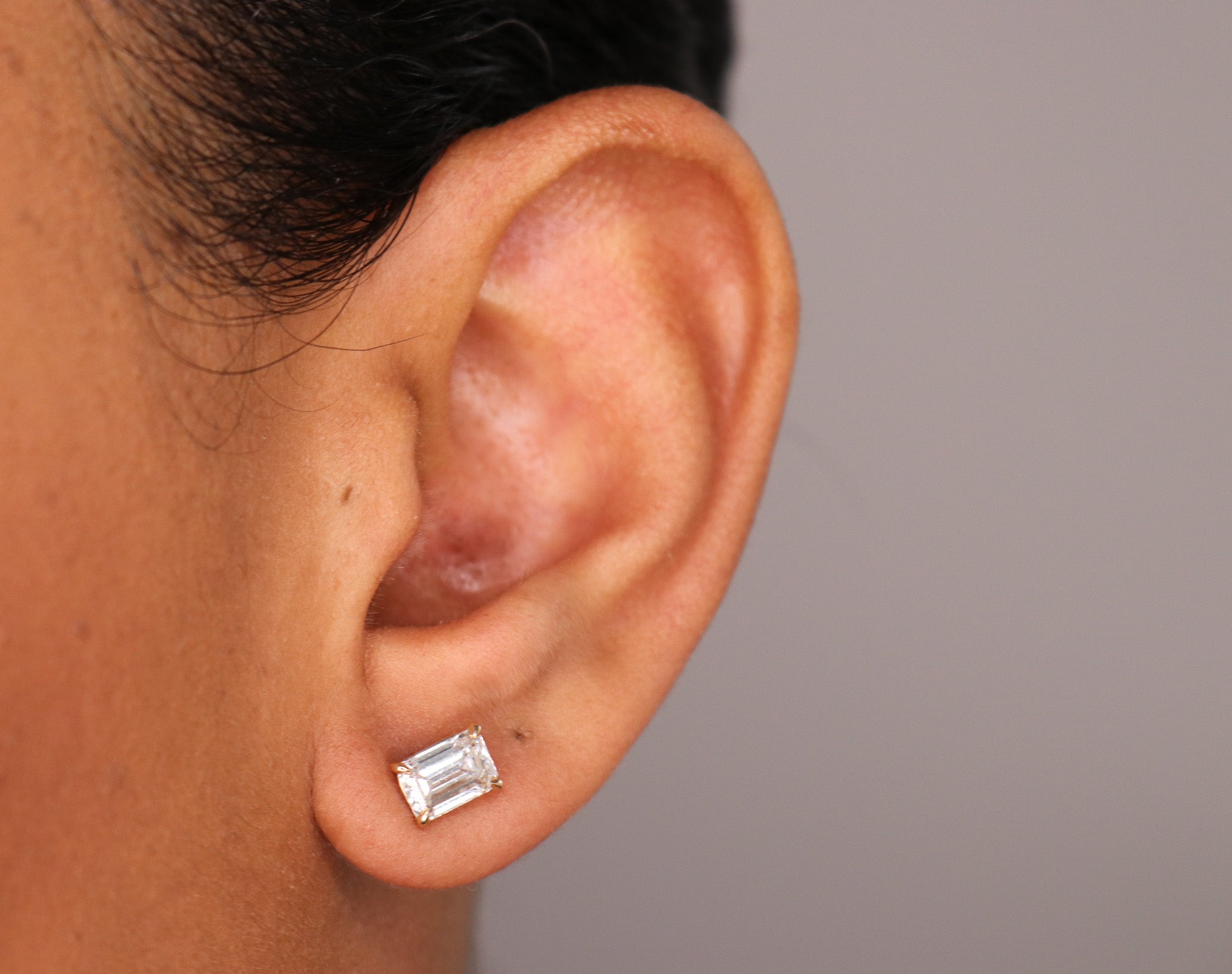 14K Emerald Cut Lab Grown Diamond Stud Earrings - Nolita