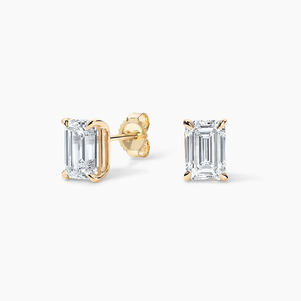 14K Emerald Cut Lab Grown Diamond Stud Earrings