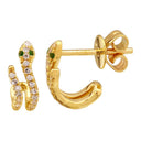 14K Emerald Diamond Snake Stud Earrings - Nolita