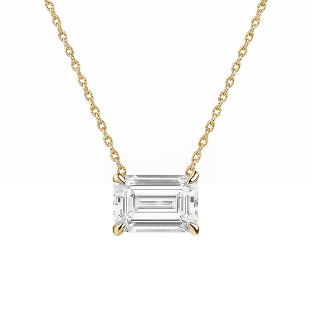 14K Emerald Lab Grown Diamond Solitaire Necklace