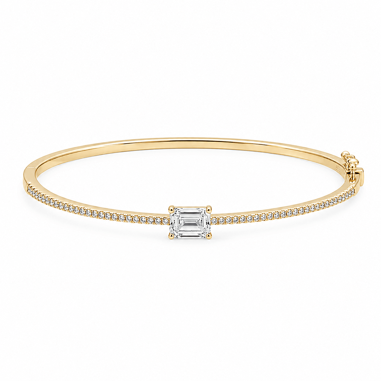 14K Emerald Shape Diamond Lab Bangle - Nolita