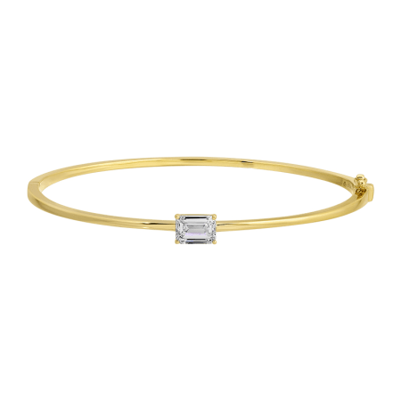 14K Emerald Shape Lab Diamond Bangle - Nolita