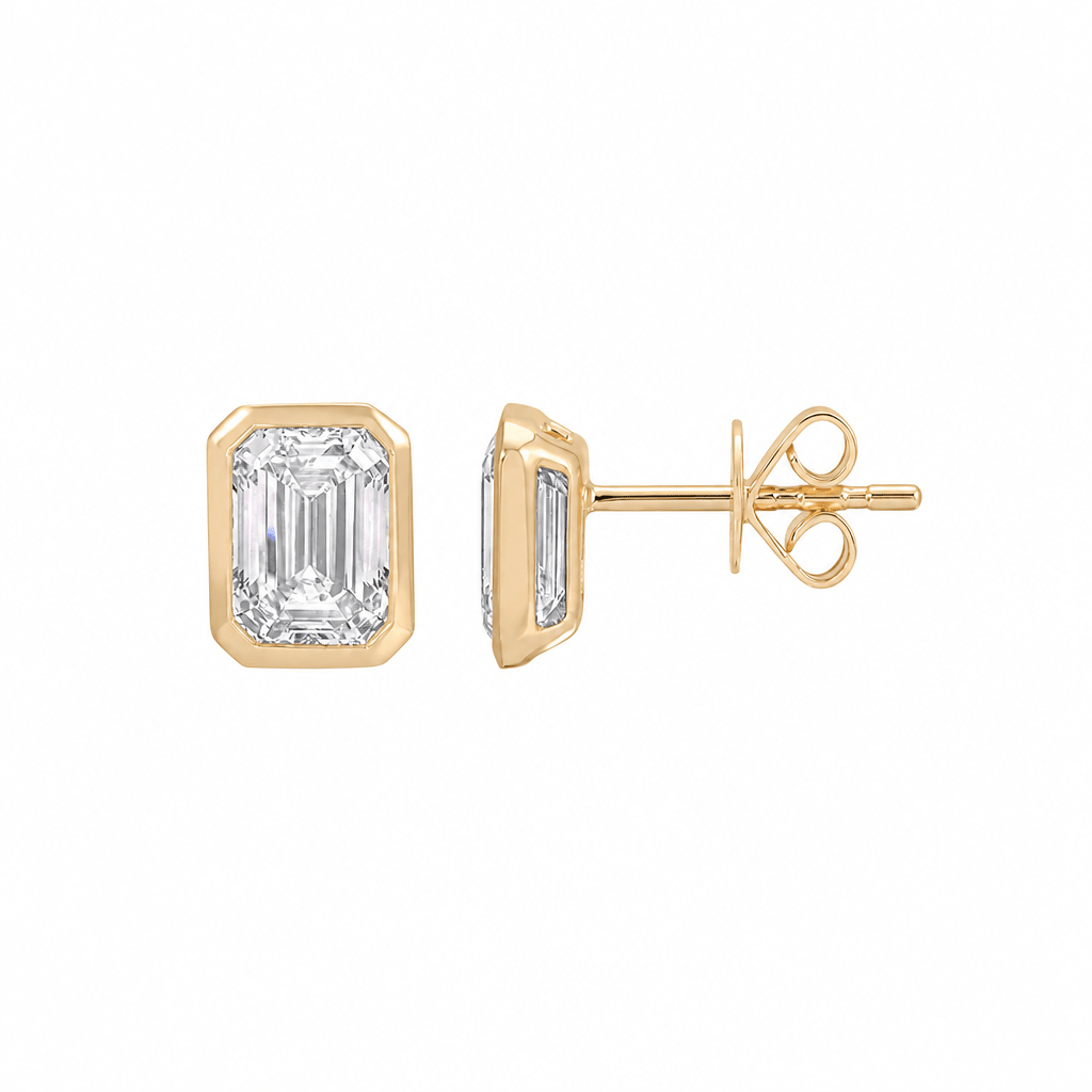 14K Esmé Emerald Bezel Lab Diamond Studs - Nolita