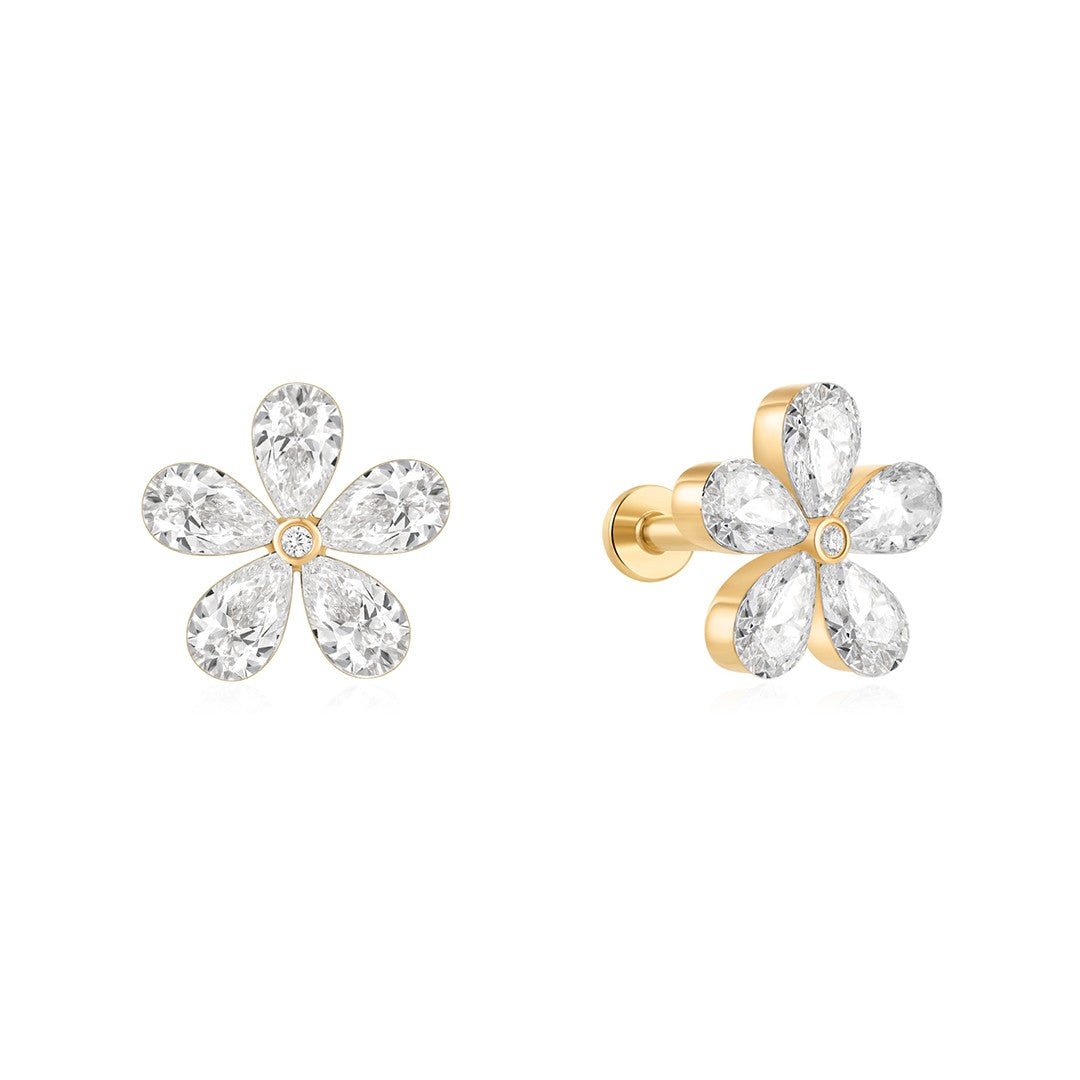 14K Fleur Invisible Lab Diamond Flat Back Stud - Nolita