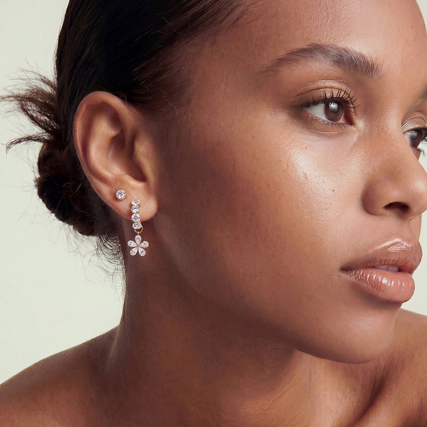 14K Fleur Pear Lab Diamond Flower Charm - Nolita