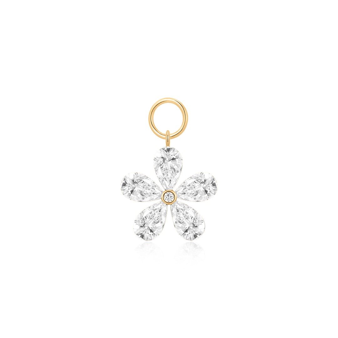 14K Fleur Pear Lab Diamond Flower Charm - Nolita