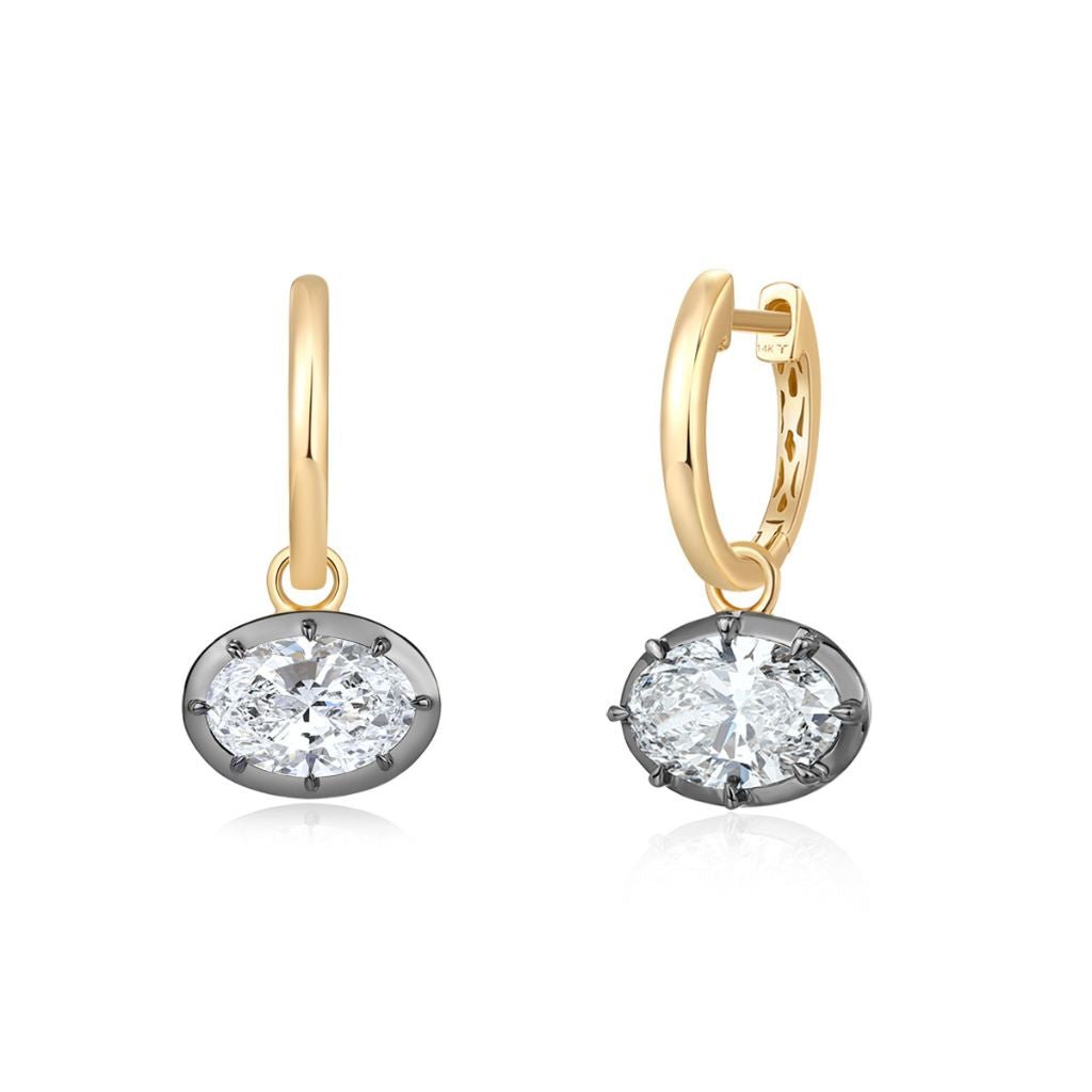 14K Georgian Oval Lab Diamond Hoop Earrings - Nolita
