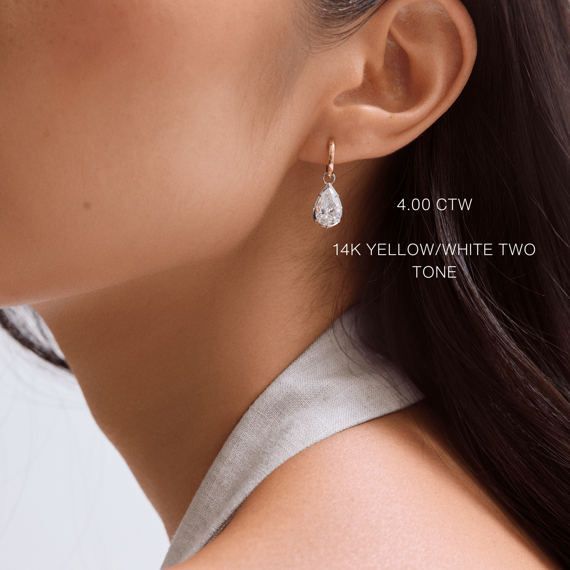 14K Georgian Pear Lab Diamond Hoop Earrings - Nolita