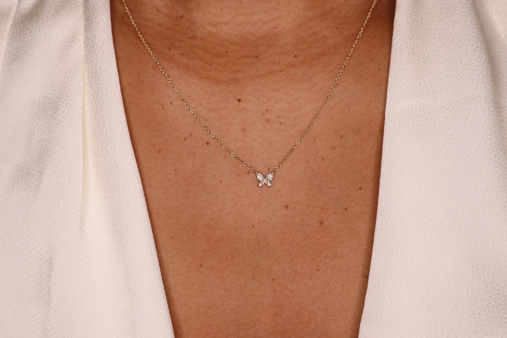 14K Gold Diamond Butterfly Necklace - Nolita