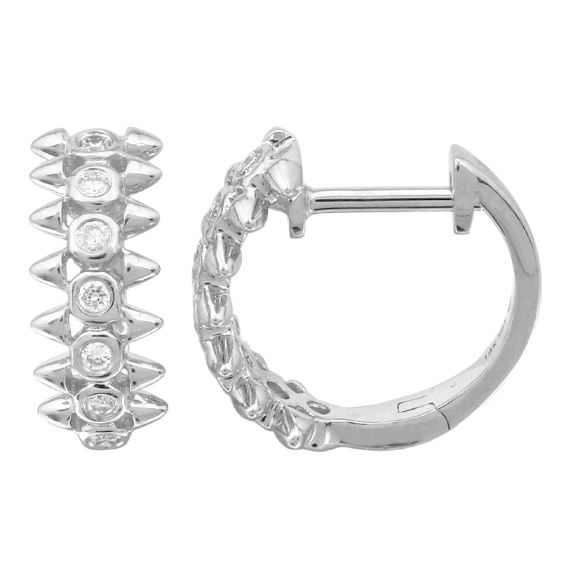 14K Gold Diamond Spike Huggie Earrings - Nolita