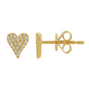 14k Gold Heart Diamond Stud Earrings - Nolita