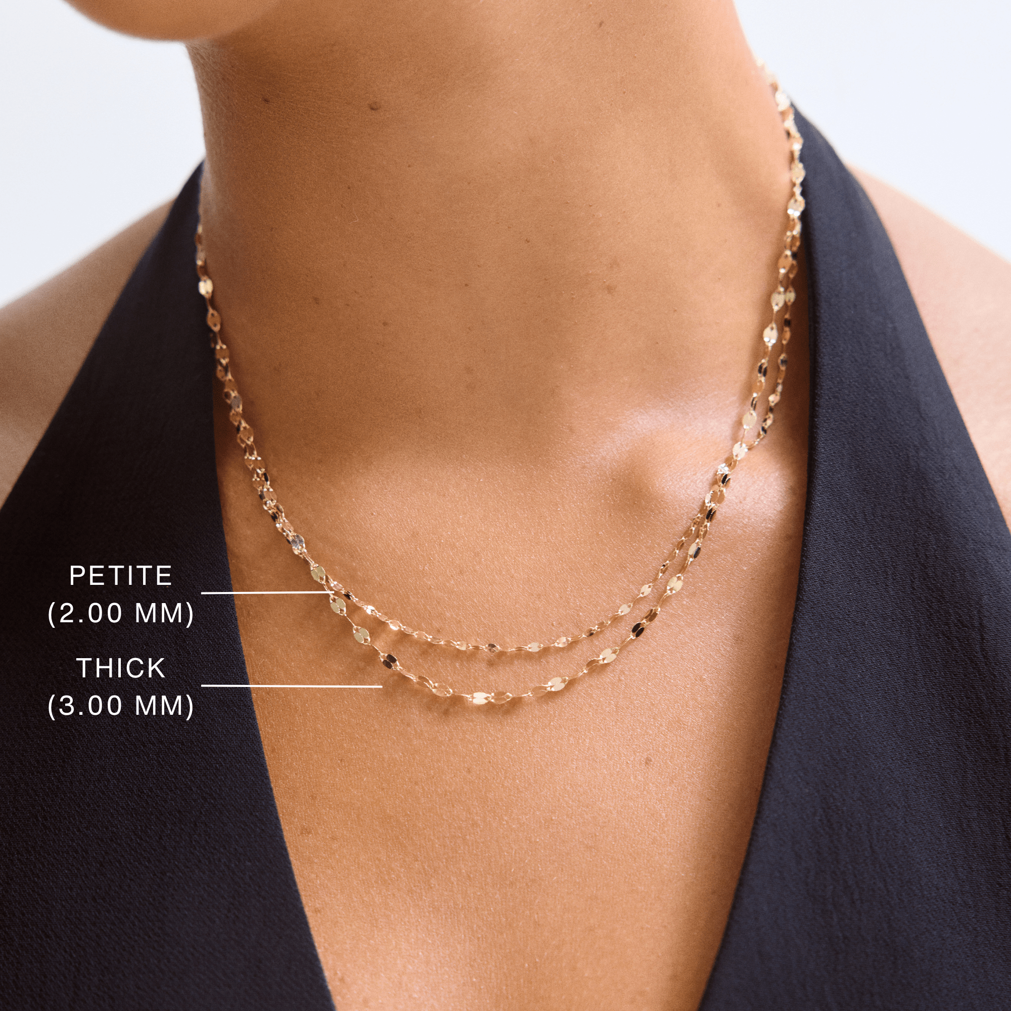 14K Gold Mirror Chain Link Necklace