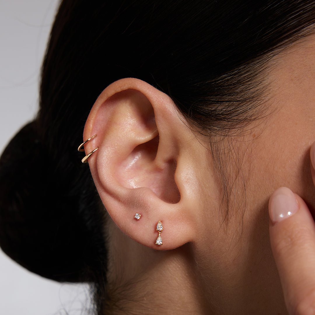14K Gold Twisted Double Hoop Earrings - Nolita
