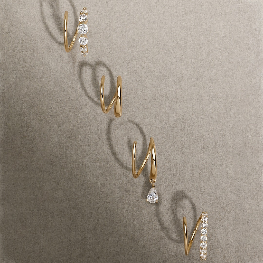 14K Gold Twisted Double Hoop Earrings - Nolita
