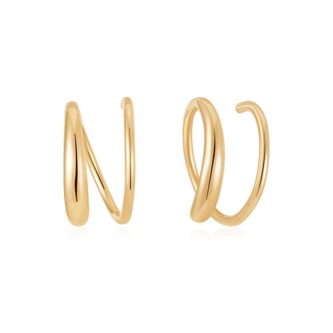 14K Gold Twisted Double Hoop Earrings - Nolita