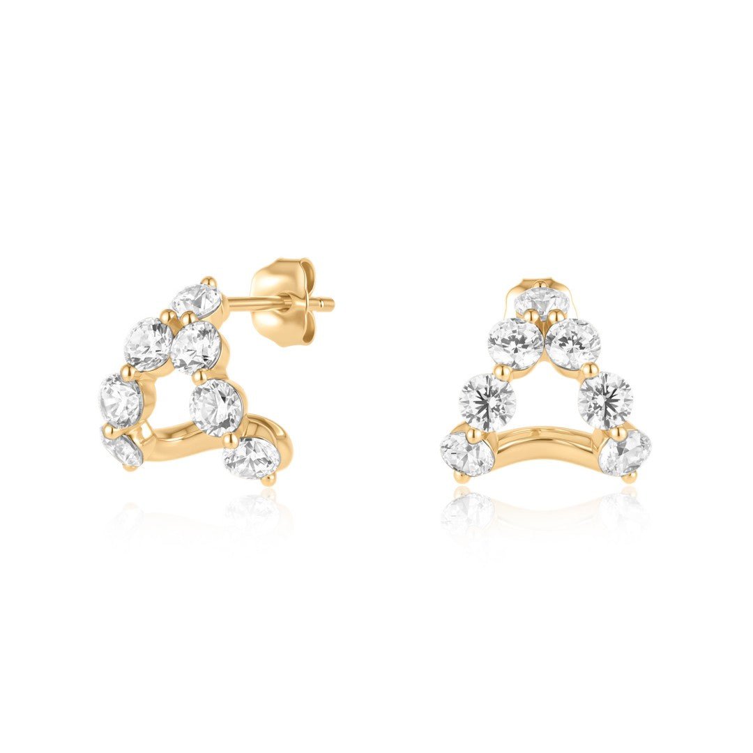 14K Halo Arc Lab Diamond Huggie Earrings - Nolita