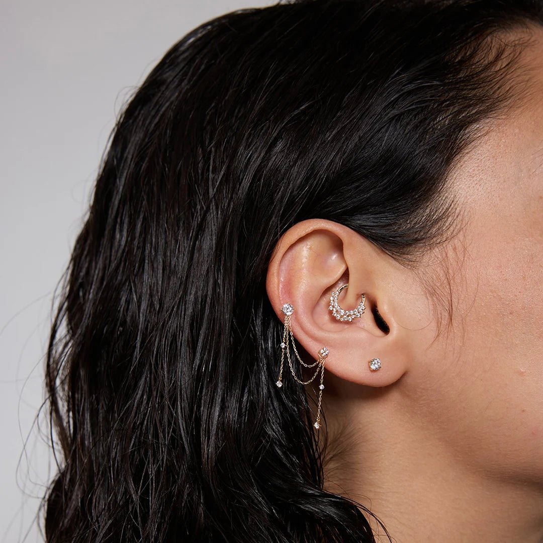 14K Halo Cluster Lab Diamond Clicker Hoop - Nolita