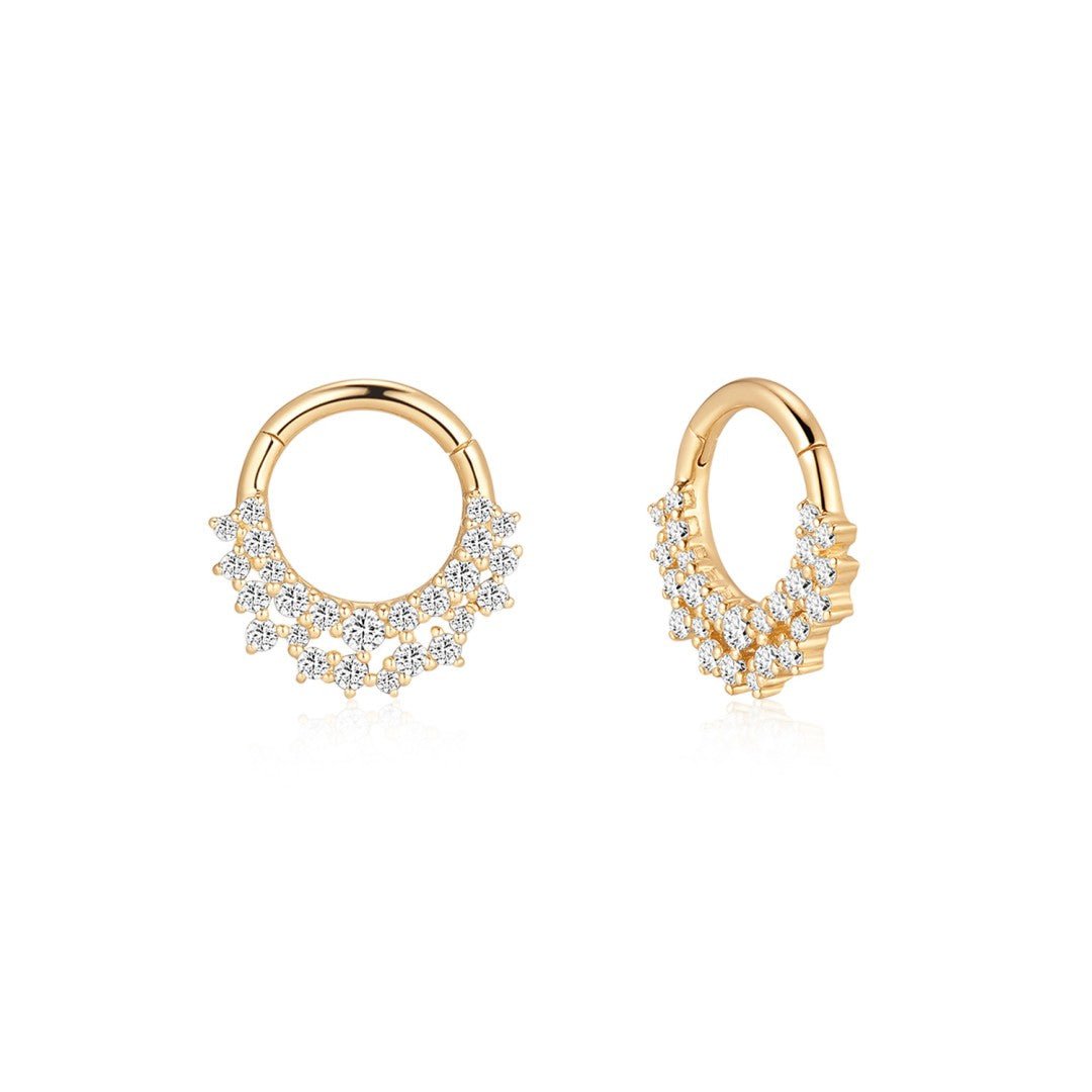 14K Halo Cluster Lab Diamond Clicker Hoop - Nolita