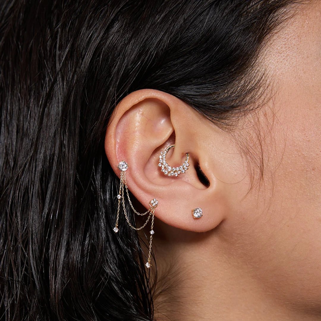 14K Halo Cluster Lab Diamond Clicker Hoop - Nolita