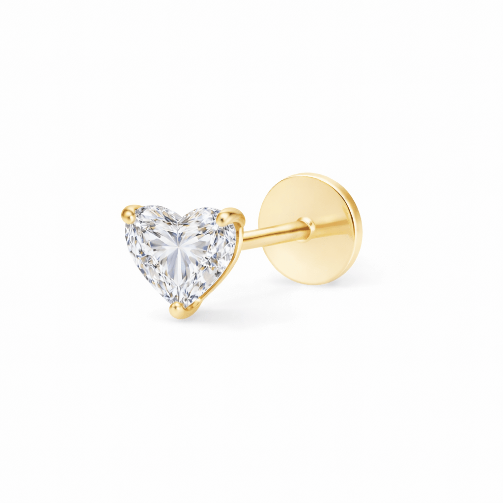 14K Heart Lab Grown Diamond Flat Back Single Stud - Nolita