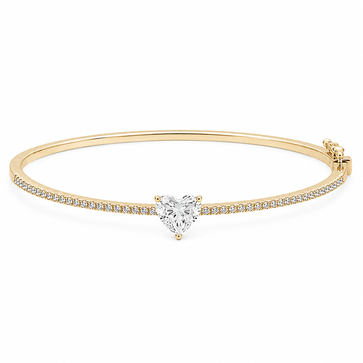 14K Heart Shape Diamond Lab Bangle - Nolita