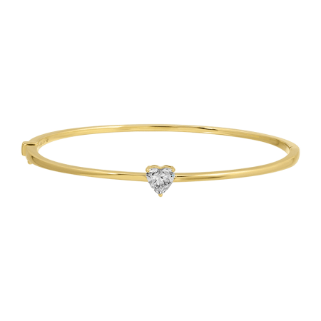 14K Heart Shape Lab Diamond Bangle - Nolita