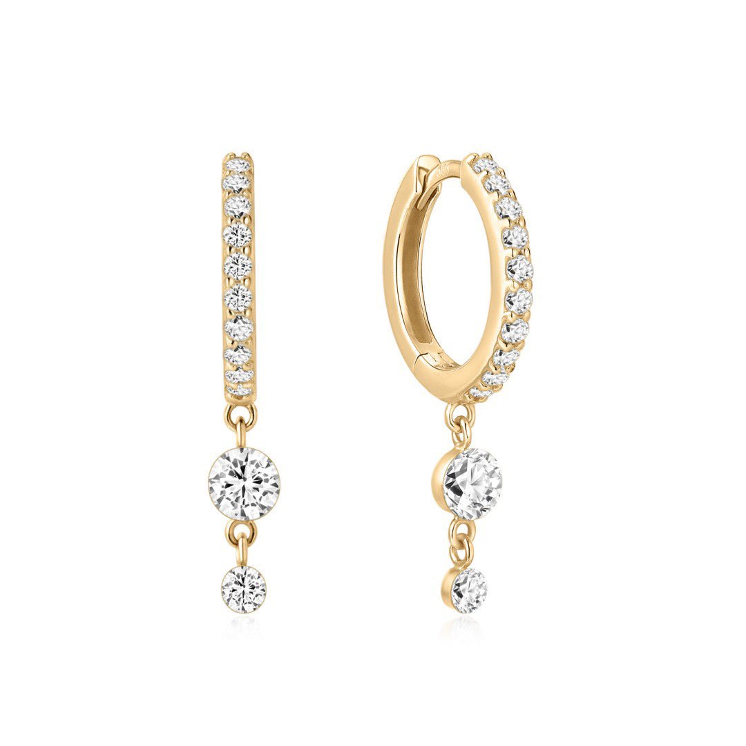 14K Invisible Set Lab Diamond Drop Huggie Hoop Earrings - Nolita