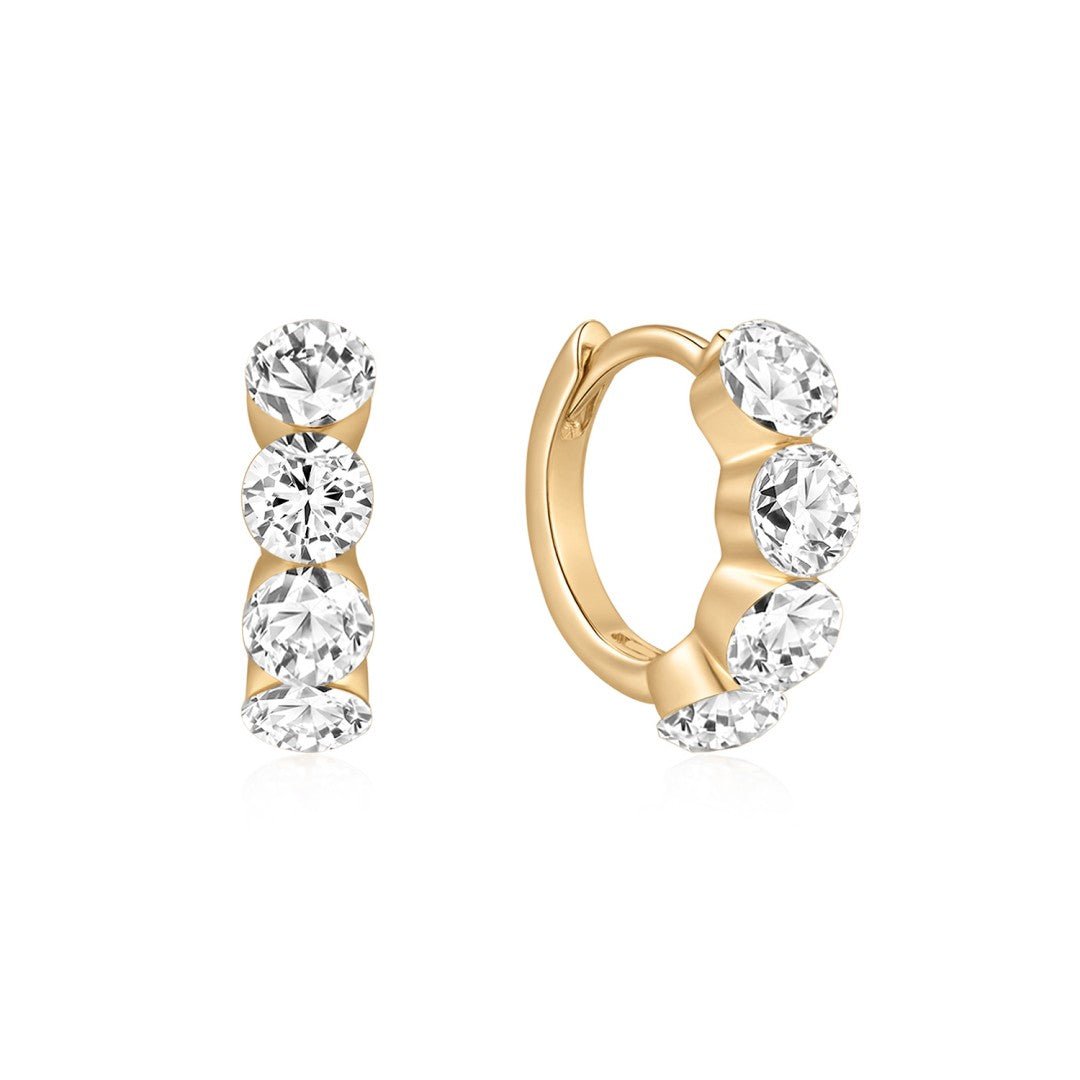 14K Invisible-Set Lab Diamond Huggie Earrings - Nolita