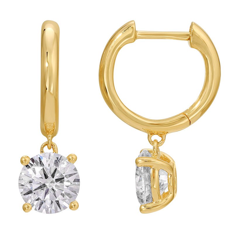 14K Lab Diamond Dangle Hoop Earrings - Nolita