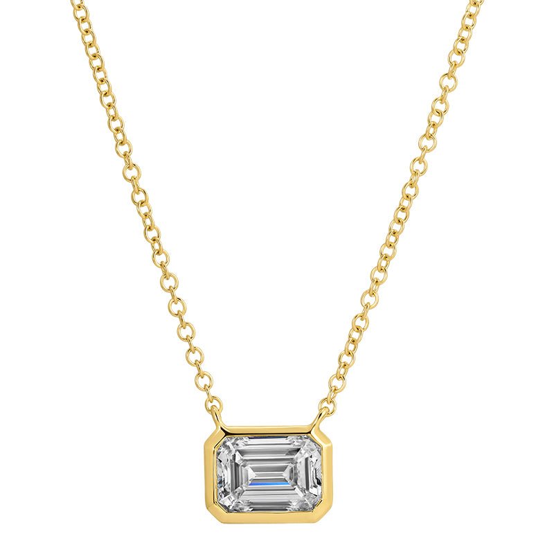 14K Lab Diamond Emerald Bezel Set Diamond Necklace - Nolita