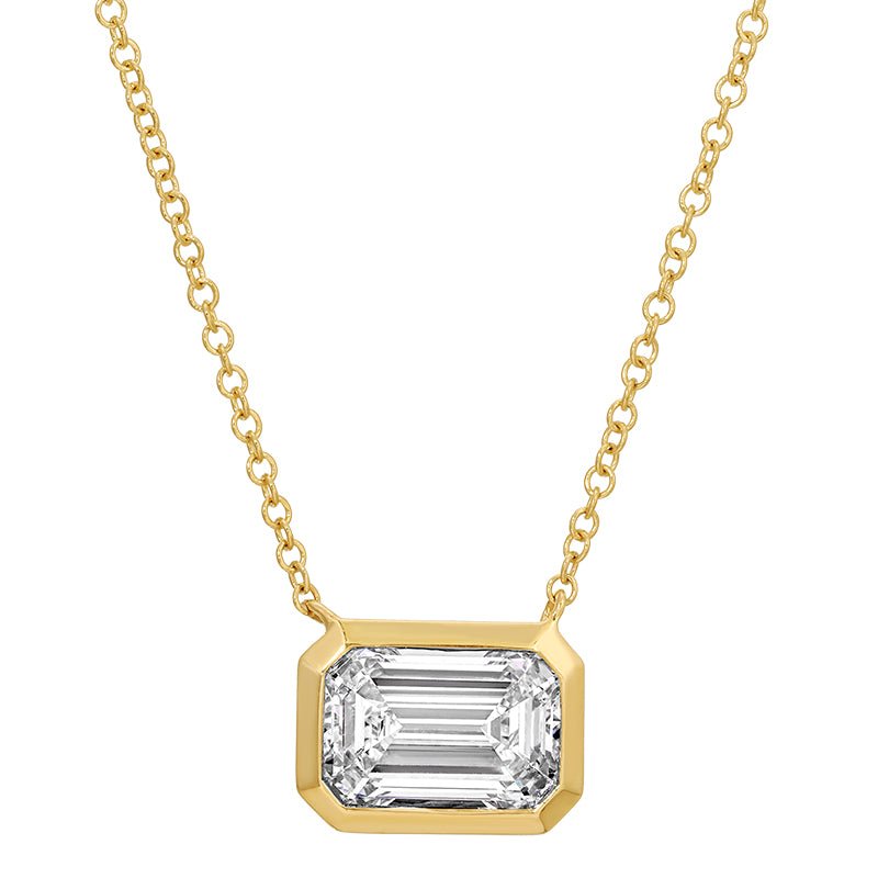 14K Lab Diamond Emerald Bezel Set Diamond Necklace - Nolita