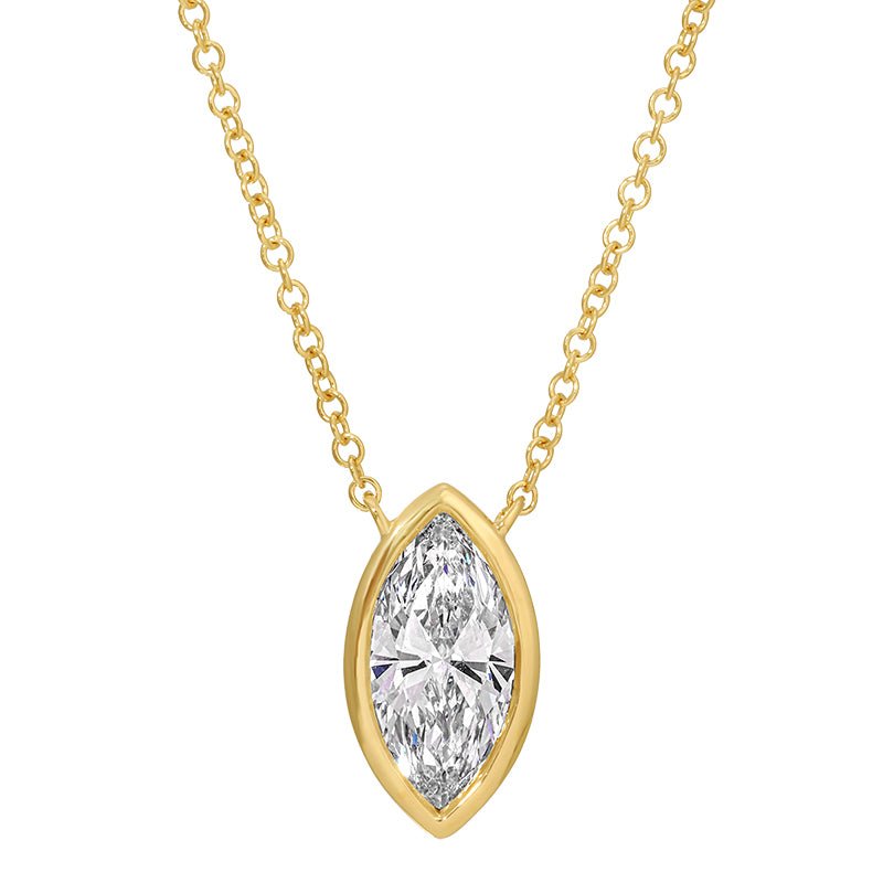 14K Lab Diamond Marquise Bezel Set Diamond Necklace - Nolita
