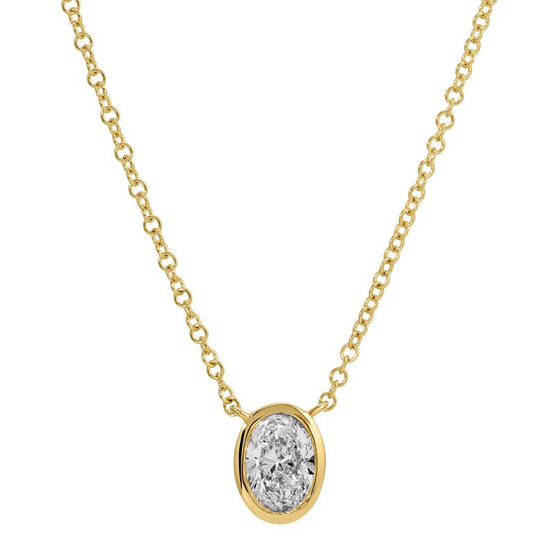 14K Lab Diamond Oval Bezel Set Diamond Necklace - Nolita