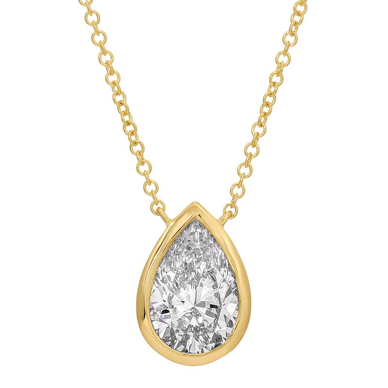 14K Lab Diamond Pear Bezel Set Diamond Necklace - Nolita