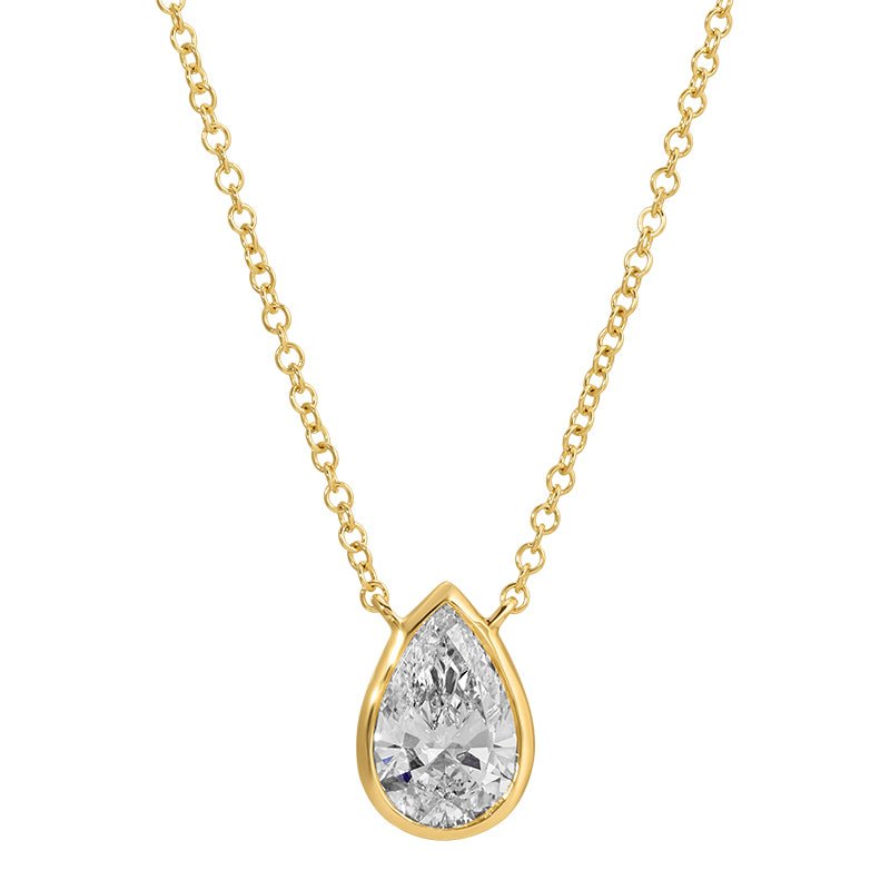 14K Lab Diamond Pear Bezel Set Diamond Necklace - Nolita
