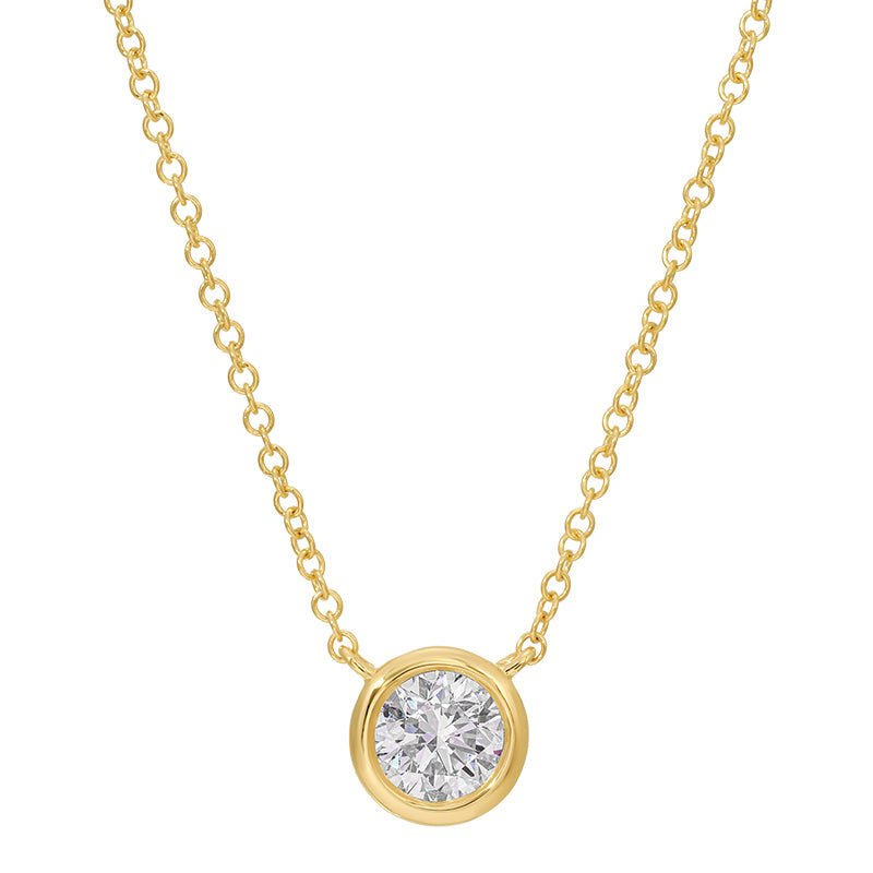 14K Lab Diamond Round Bezel Set Diamond Necklace - Nolita