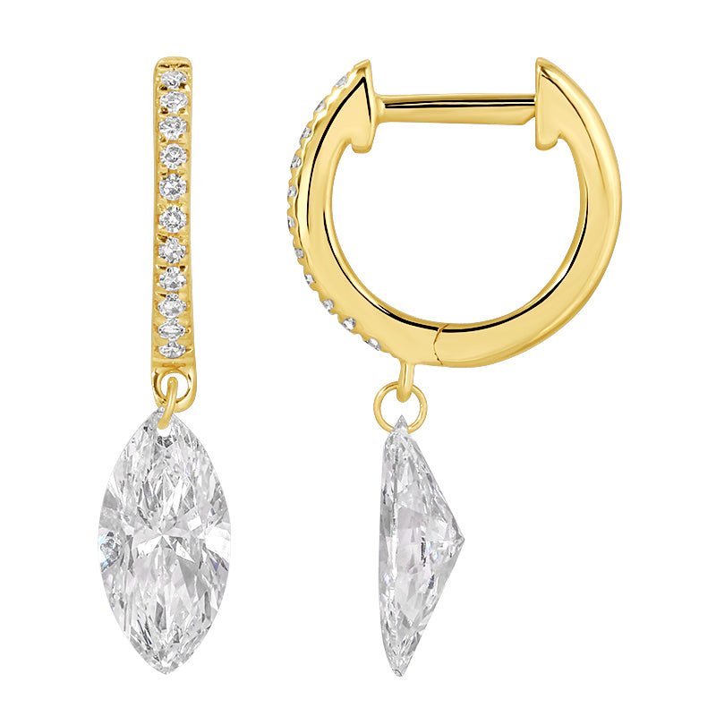 14K Lab Drilled Marquise Diamond Hoop Earrings - Nolita