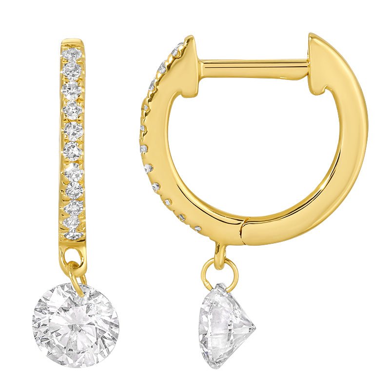14K Lab Drilled Round Diamond Hoop Earrings - Nolita