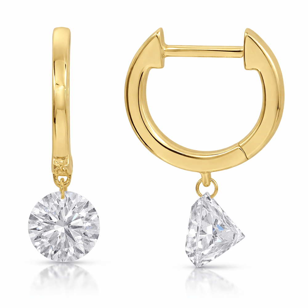14K Lab Drilled Diamond Hoop Earrings