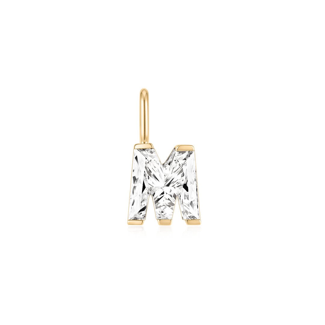 14K Letter-Cut Lab Diamond Initial Pendant - Nolita