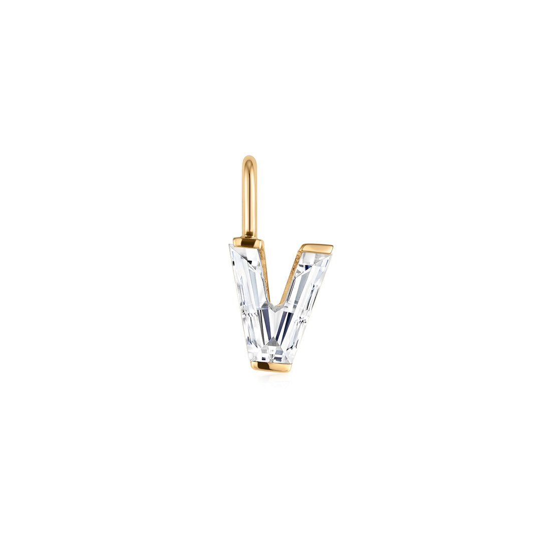 14K Letter-Cut Lab Diamond Initial Pendant - Nolita