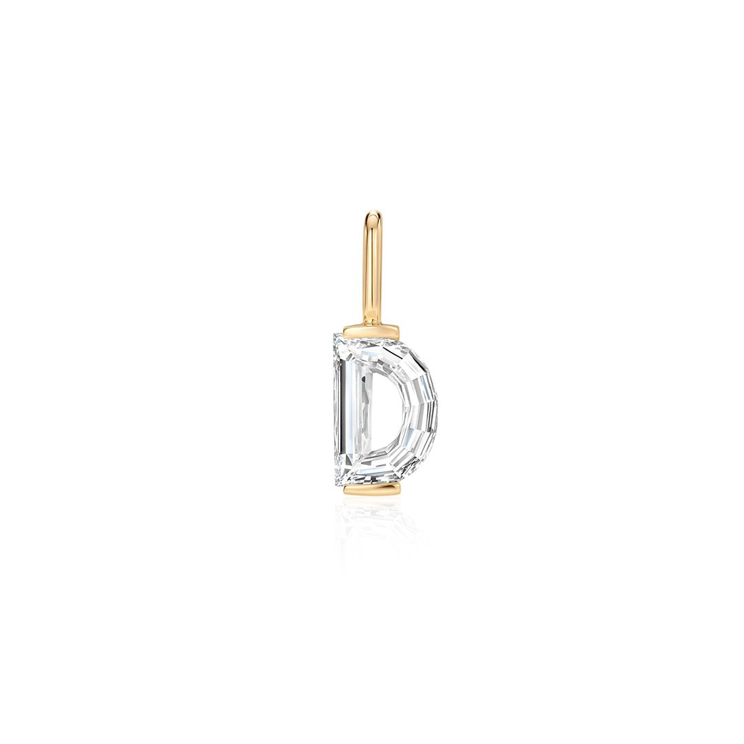 14K Letter-Cut Lab Diamond Initial Pendant - Nolita