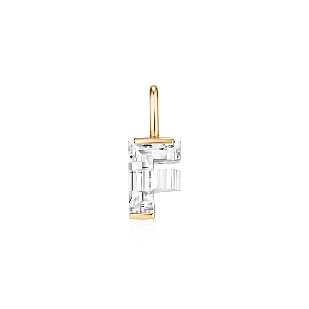 14K Letter-Cut Lab Diamond Initial Pendant - Nolita