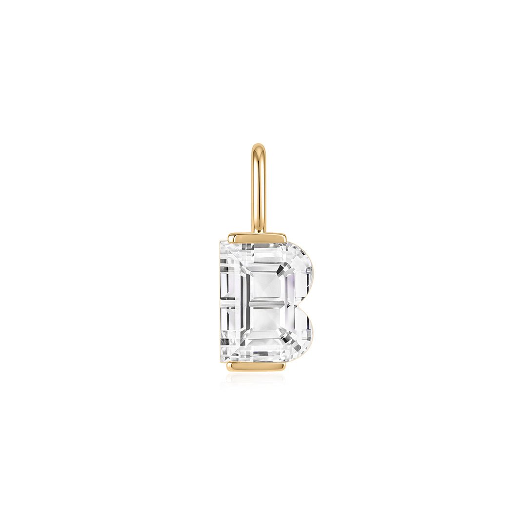 14K Letter-Cut Lab Diamond Initial Pendant - Nolita