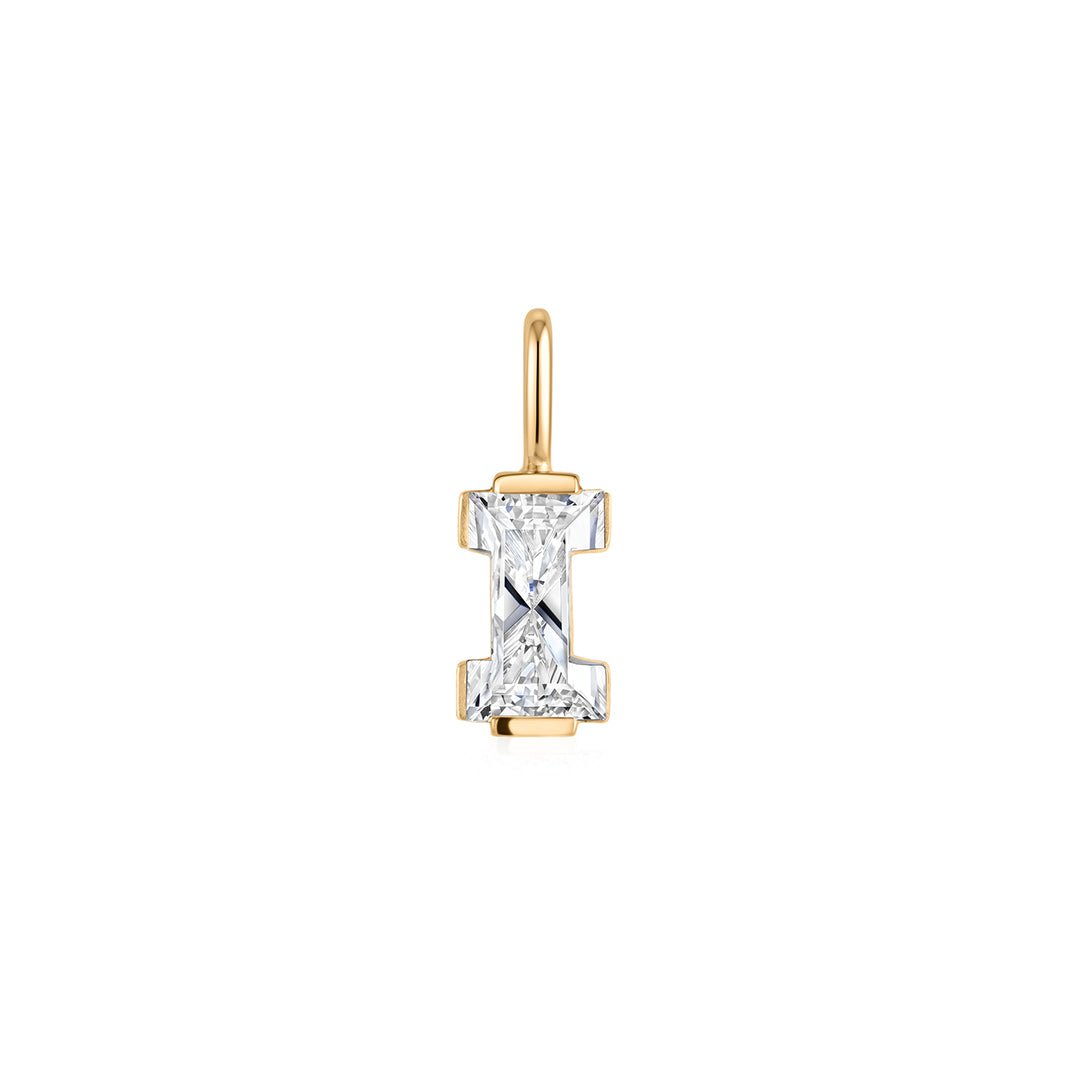 14K Letter-Cut Lab Diamond Initial Pendant - Nolita
