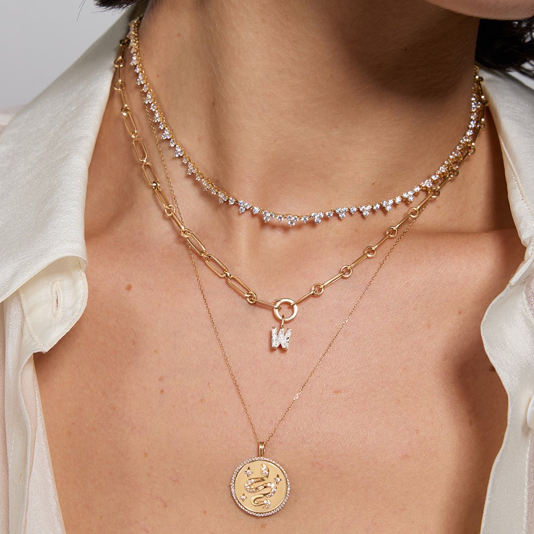 14K Letter-Cut Lab Diamond Initial Pendant - Nolita