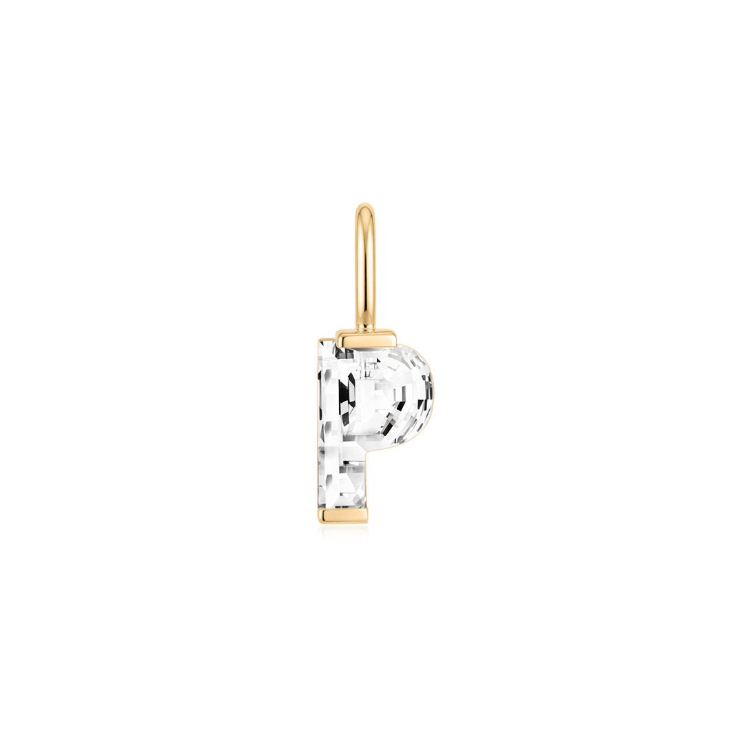 14K Letter-Cut Lab Diamond Initial Pendant - Nolita