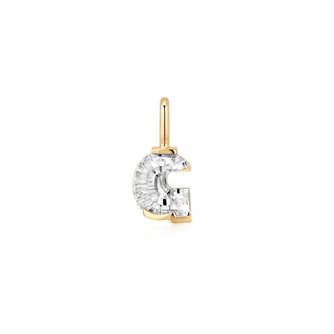 14K Letter-Cut Lab Diamond Initial Pendant - Nolita